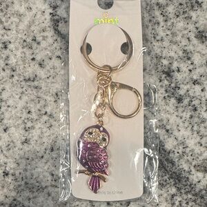 Mint Glittery Purple Owl Key Holder
